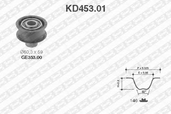 Комплект ремня ГРМ SNR KD453.01