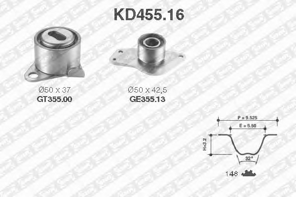 KD455.16 SNR Комплект ремня ГРМ