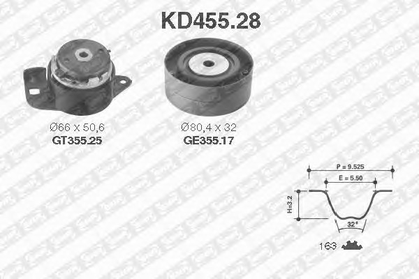 KD455.28 SNR Комплект ремня ГРМ