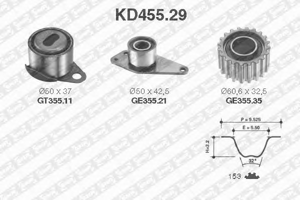 KD455.29 SNR Комплект ремня ГРМ