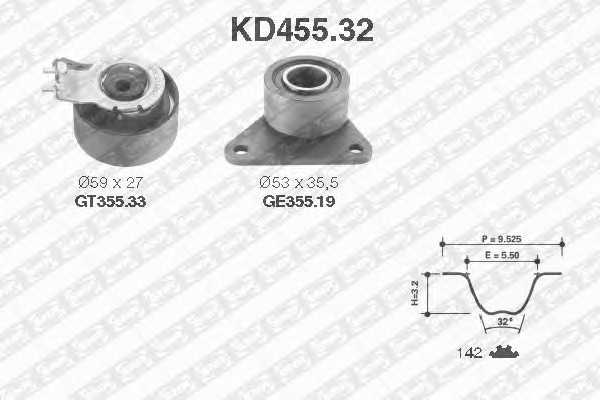 KD455.32 SNR Комплект ремня ГРМ