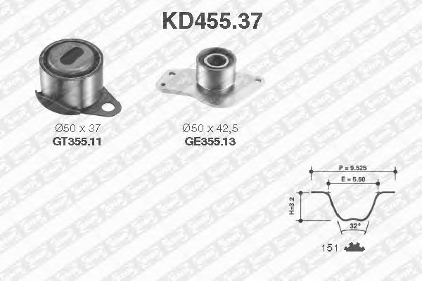 KD455.37 SNR Комплект ремня ГРМ