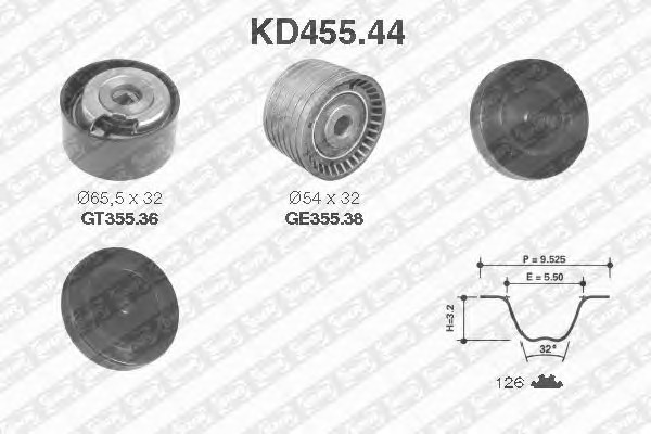 KD455.44 SNR Комплект ремня ГРМ