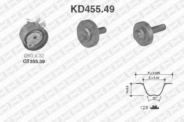 KD455.49 SNR Комплект ремня ГРМ