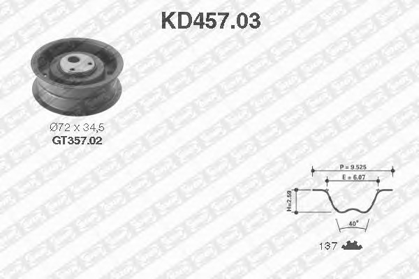 KD457.03 SNR Комплект ремня ГРМ