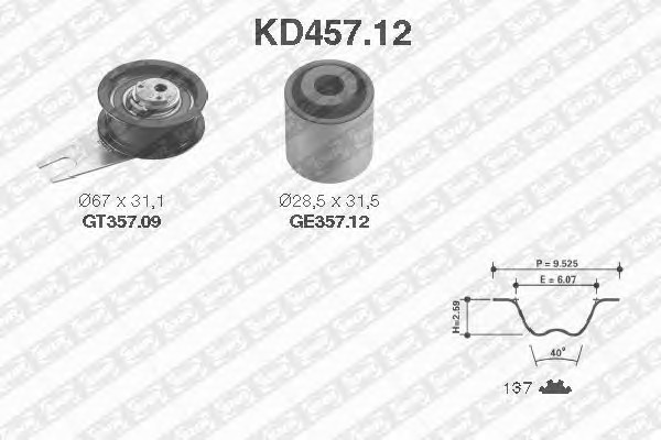 KD457.12 SNR Комплект ремня ГРМ