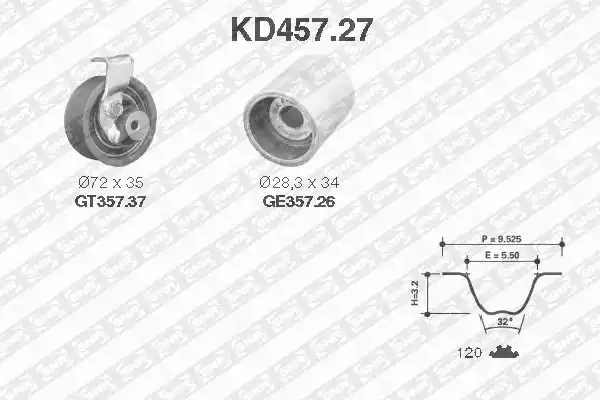 KD457.27 SNR Комплект ремня ГРМ