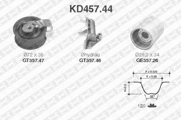 KD457.44 SNR Комплект ремня ГРМ