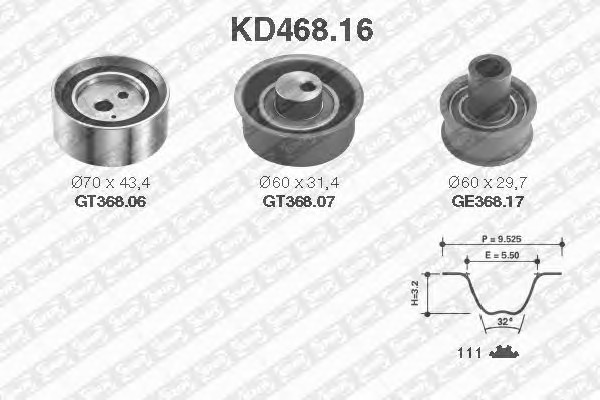 Комплект ремня грм SNR KD468.16