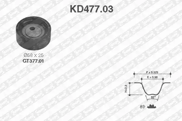 Комплект ГРМ SNR KD477.03