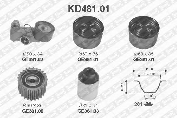 KD481.01 SNR Комплект ремня ГРМ