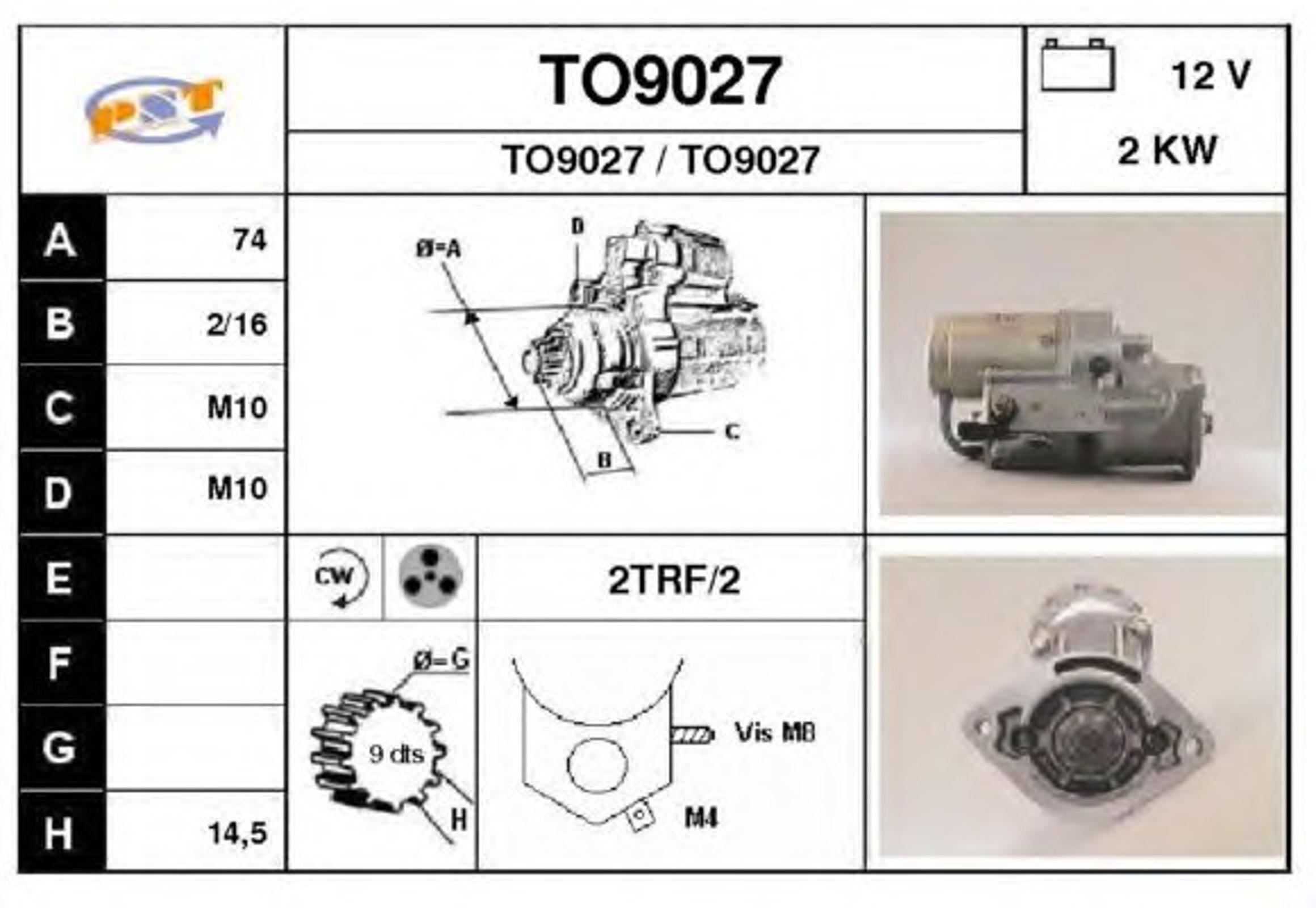 Стартер SNRA TO9027