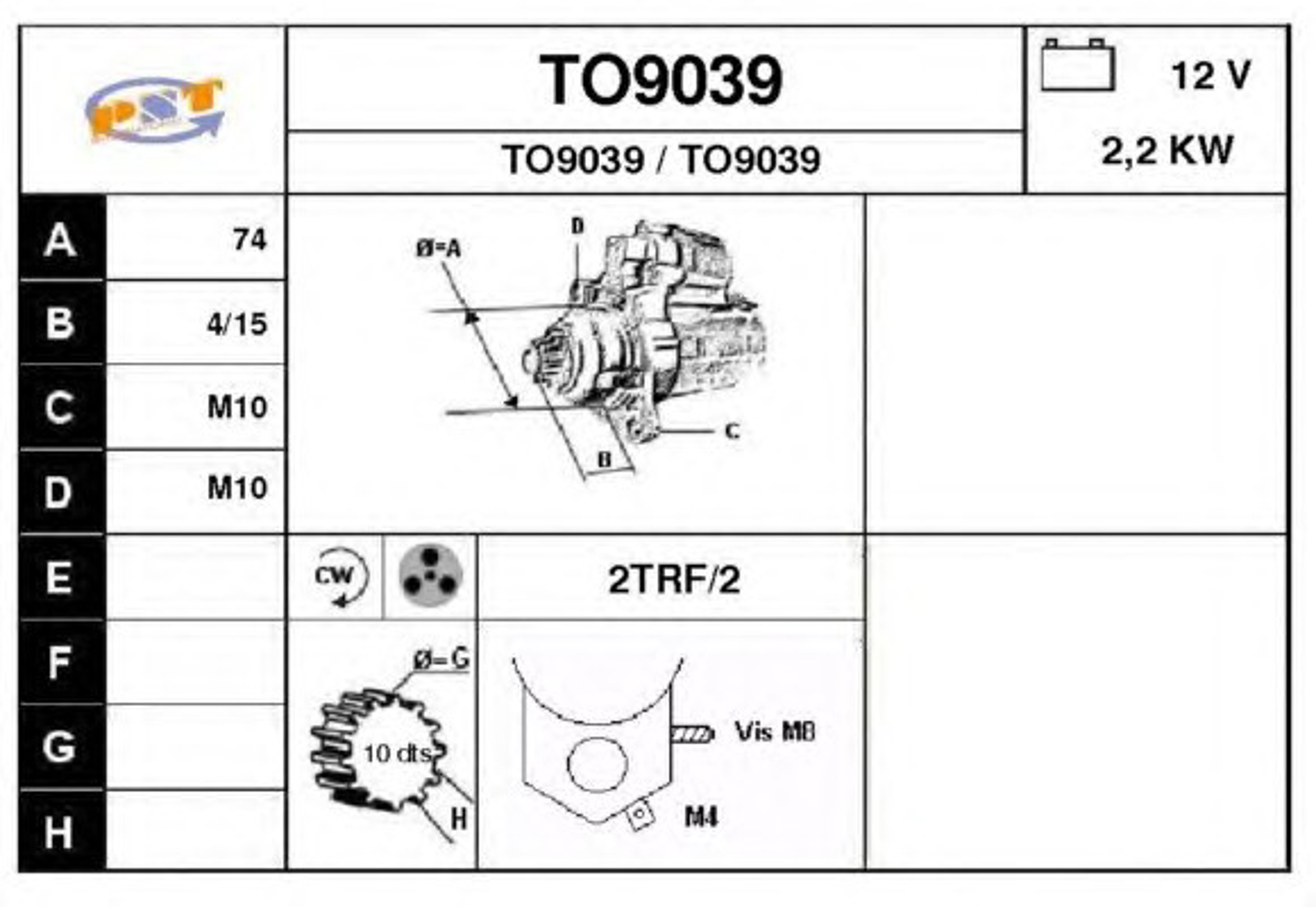 Стартер SNRA TO9039
