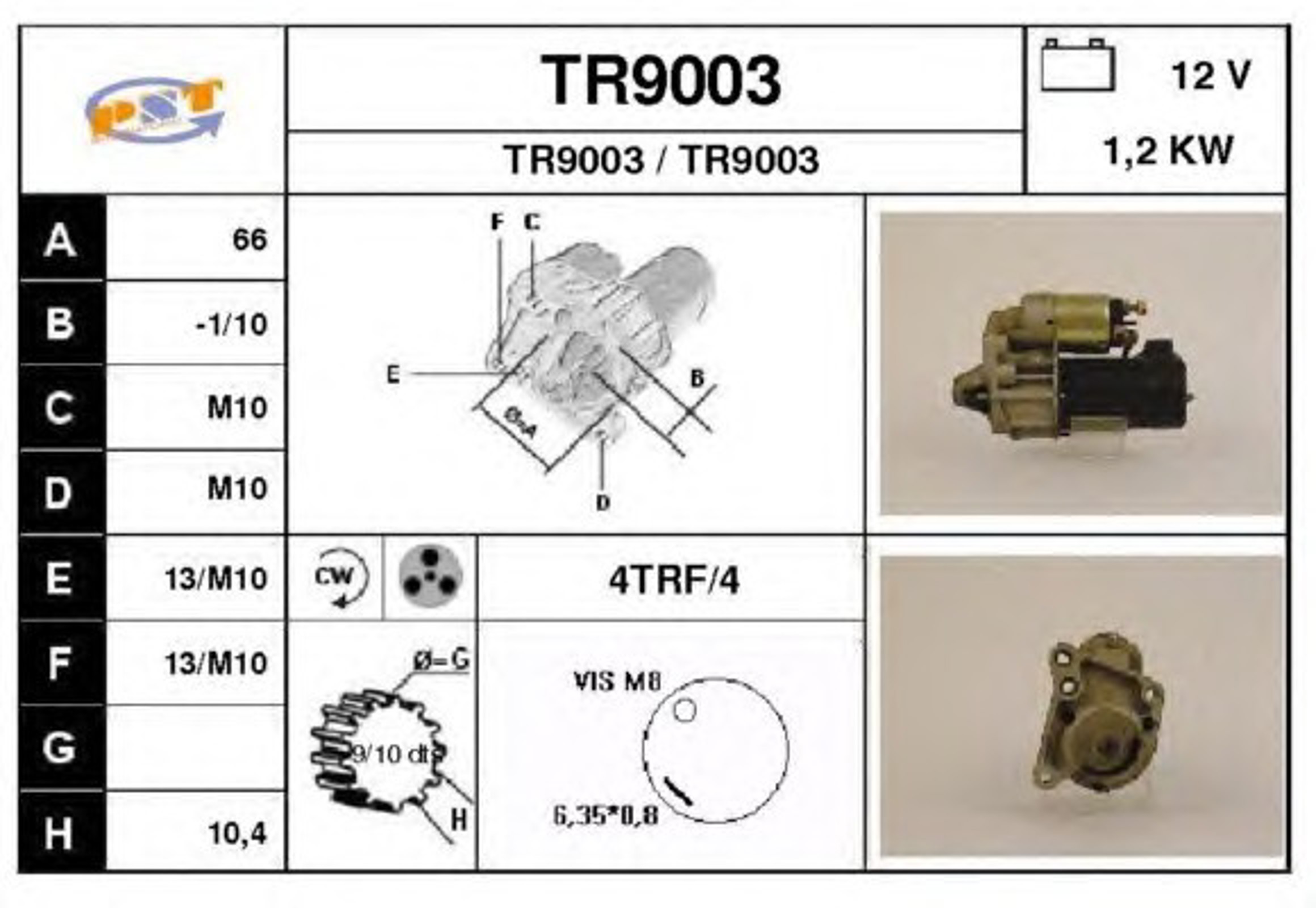 Стартер SNRA TR9003