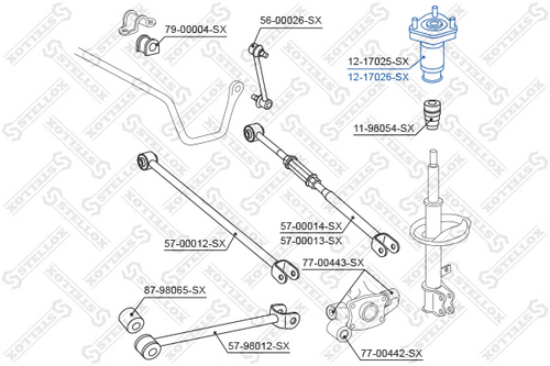12-17026-sx опора амортизатора заднего правого STELLOX 12-17026-SX