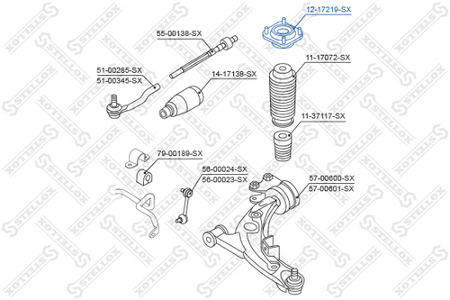 12-17219-SX STELLOX Опора амортизатора