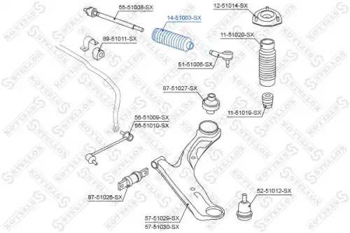 14-51003-SX STELLOX Пыльник рулевой рейки