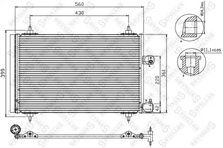 Радиатор кондиционера STELLOX 10-45067-SX