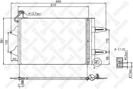 Радиатор кондиционера STELLOX 10-45166-SX