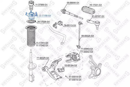 12-17158-SX STELLOX Опора амортизатора