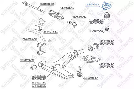 Фото 1 12-51015-SX STELLOX Опора амортизатора