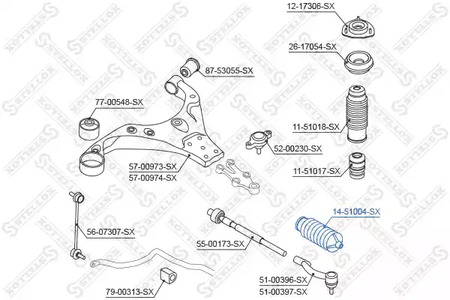 14-51004-SX STELLOX Пыльник рулевой рейки