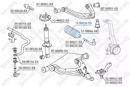 Фото 1 14-98032-SX STELLOX Пыльник рулевой рейки