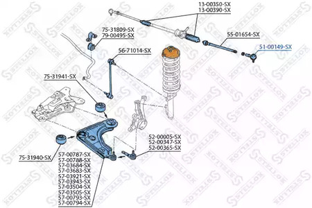 Фото 1 51-00149-SX STELLOX Наконечник рулевой тяги