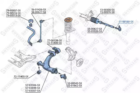 Фото 1 51-00180-SX STELLOX Наконечник поперечной рулевой тяги