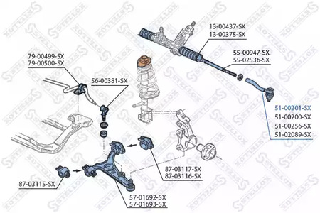 Фото 1 51-00201-SX STELLOX Наконечник рулевой тяги
