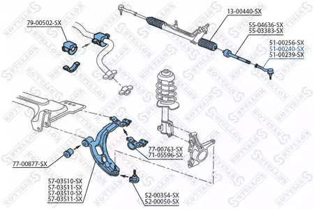 Фото 1 51-00240-SX STELLOX Наконечник поперечной рулевой тяги