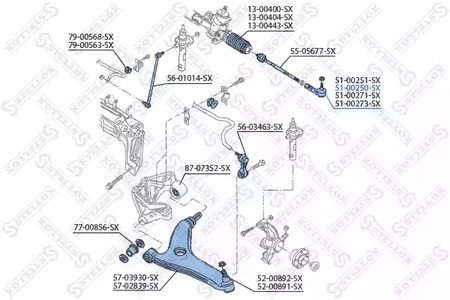 Фото 1 51-00250-SX STELLOX Наконечник поперечной рулевой тяги