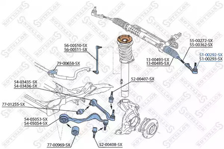 51-00292-SX STELLOX наконечник рулевой левый