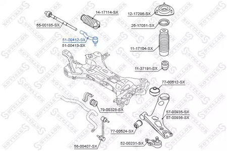 51-00412-SX STELLOX Наконечник поперечной рулевой тяги