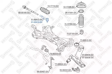 51-00413-SX STELLOX Наконечник поперечной рулевой тяги