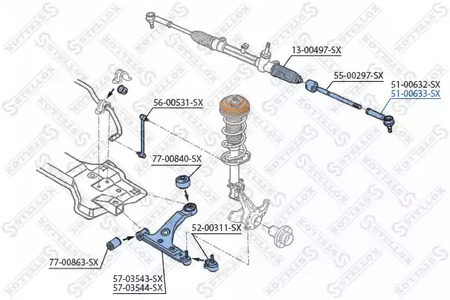 51-00633-SX STELLOX Наконечник рулевой тяги