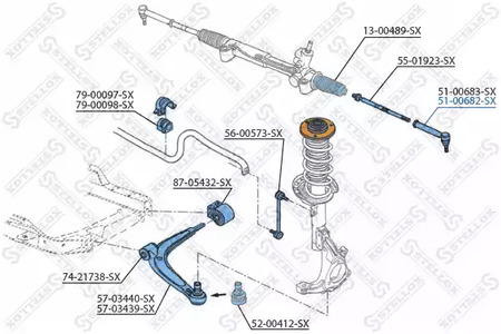 51-00682-SX STELLOX Наконечник рулевой тяги