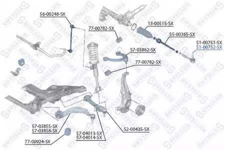 Наконечник рулевой тяги STELLOX 51-00752-SX