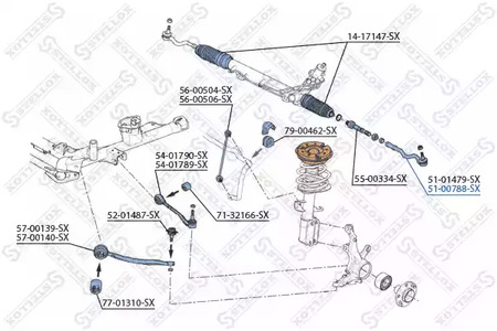 51-00788-SX STELLOX Наконечник рулевой тяги