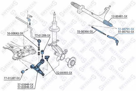 Наконечник рулевой тяги STELLOX 51-00791-SX