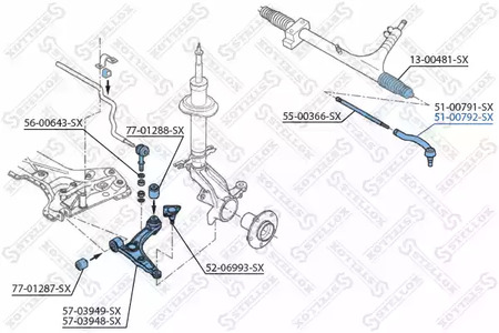 Наконечник рулевой тяги STELLOX 51-00792-SX