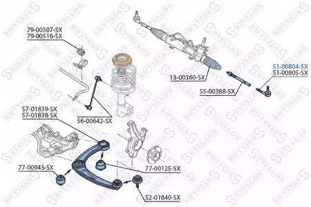 51-00804-SX STELLOX Наконечник поперечной рулевой тяги