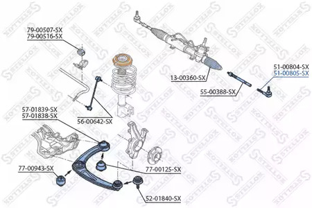 51-00805-SX STELLOX Наконечник поперечной рулевой тяги