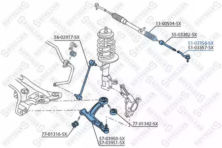 Фото 1 51-03356-SX STELLOX Наконечник поперечной рулевой тяги