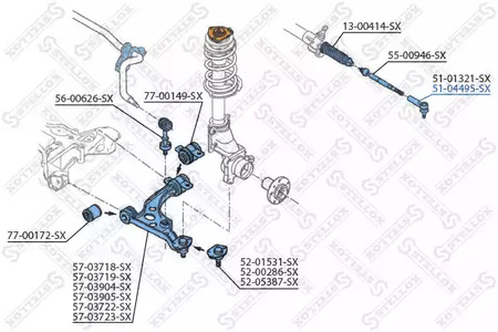 Фото 1 51-04495-SX STELLOX Наконечник рулевой тяги