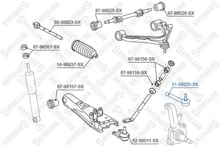 Наконечник поперечной рулевой тяги STELLOX 51-98025-SX