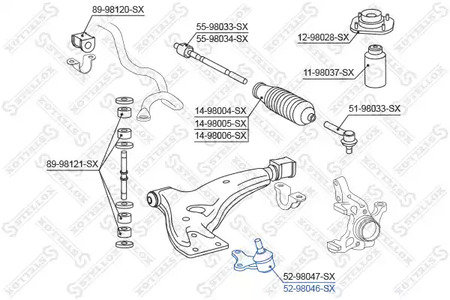 Шарнир независимой подвески / поворотного рычага STELLOX 52-98046-SX