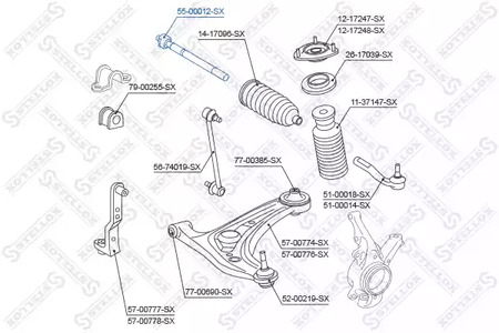 55-00012-SX STELLOX Тяга рулевая