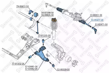 Тяга рулевая STELLOX 55-00277-SX