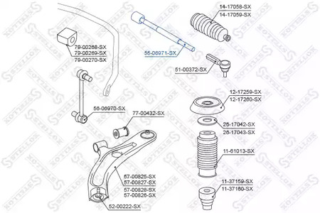 Осевой шарнир рулевой тяги STELLOX 55-06971-SX
